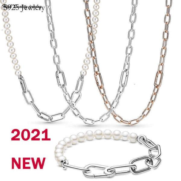 Free Shipping 2022 New 925 Sterling Silver S925 Snake Type Freshwater Cultured Pearl Me Chain K Necklace DIY wholesale