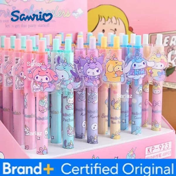 Sanrio New Boxed Gel Pen 24/48pcs Cartoon Melody Kuromi Cute Student Writing Press Patch Pens 05mm Writing Smooth Childrens H251231