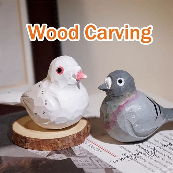 Wood Carved Small Bird Craft Peace Decor White s Gray Handcrafted Wooden Carving Christmas Decoration Gift 251226