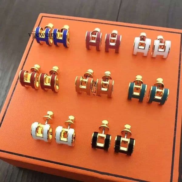 woman H Designer Brand Stud High Quality Fashion Letter Gold Plated Crystal Earring Party Wedding Earrings Jewelry No box