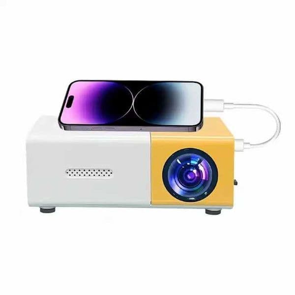 YG300 Yellow and White Mini Projector - Portable Children's Home Use High-Definition Convenient Projector J250701