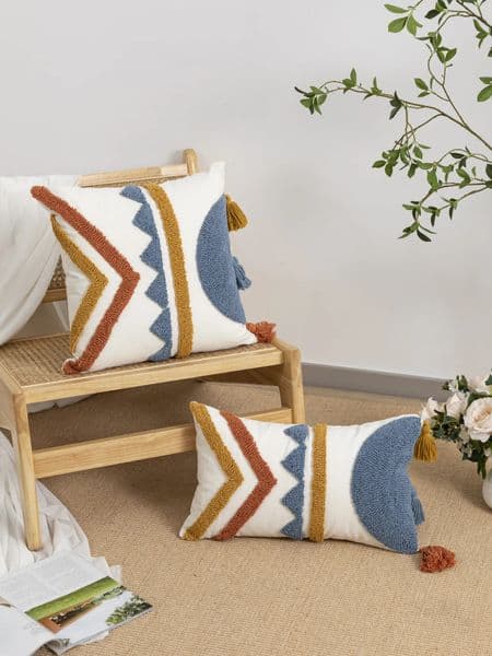 Pillow Case 1pc Geometric Pattern Circle Velvet Embroidered Pillow Cover Cotton Sail Material Nordic Wind Style Su Sui Zi Daily Room 250708