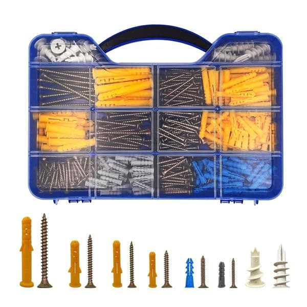 550PCS Screws and Drywall Anchors Kit, 275 Flat Head Screw and 275 Picture Hanging Anchor for Household Repairs