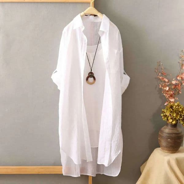 Basic Long Sleeve Shirt For Women Front Button Classic Collared Plain Parisian White Spring Summer Chic Tops Korean Outfit 250624