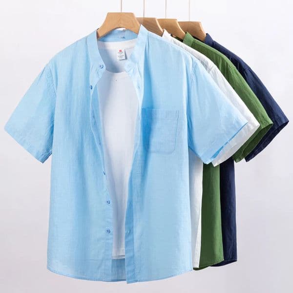 mens shirts streetwear clothes summer short sleeve linen white shirt korea style festival camisa casual hombre clothing 250624
