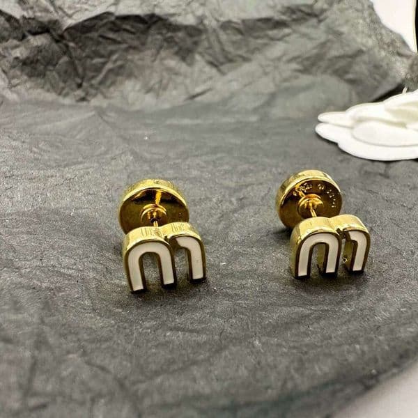 DHCollections Stainless Steel Letter M Enamel Stud Earrings for Women