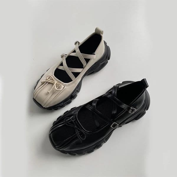 Summer Chunky Women Sports Shoes Fashion Shallow Butterfly-knot Platform Flat Shoes Ladies Casual Outdoor Mary Jane Shoes 250626BJ