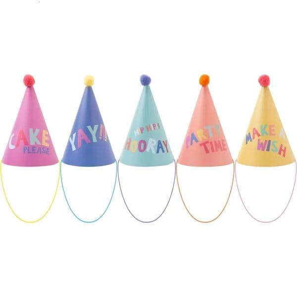 15Pcs Rainbow Party Hat with Pompom Ball Colorful Birthday Event Hat Tea Party Kids Pet Cone Festive Hat Birthday Party Supplies 250628