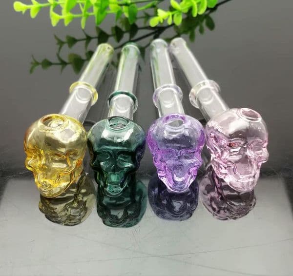 Colored single-wheel skull glass smoke set Wholesale Bongs Oil Burner Pipes Water Pipes Glass Pipe Oil Rigs Smoking Free Shipping