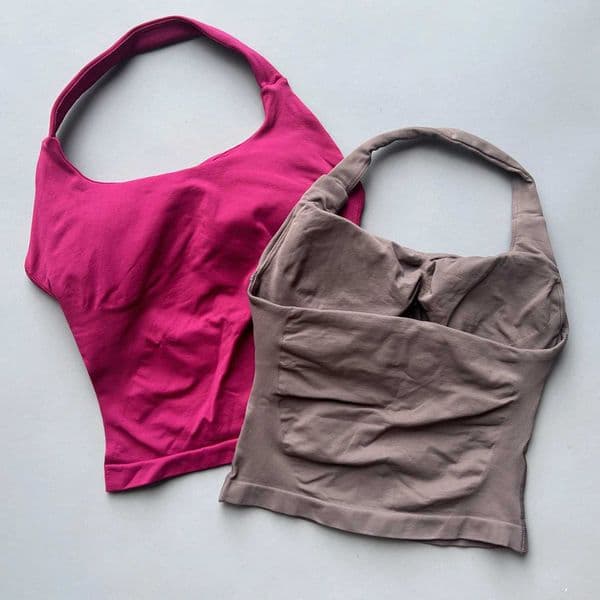 Womens Halter Top And Shorts Yoga Sets Gym Activewear Strappy Top Sports Fitness 2 Piece Workout Suit for RunningXJ250702
