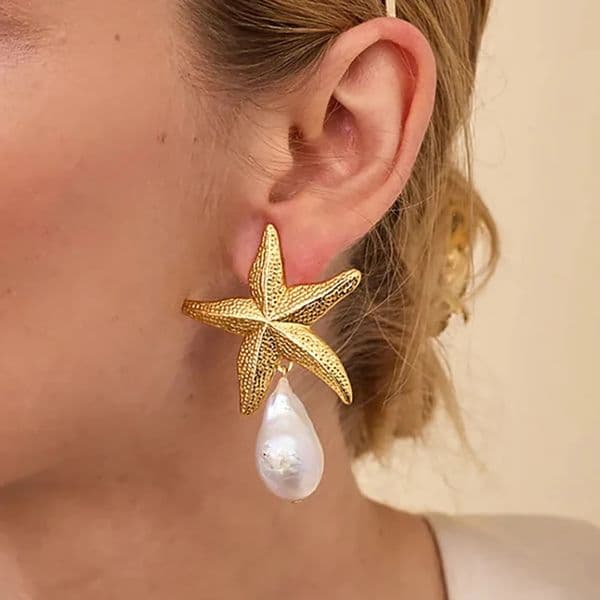 ZAA Vintage Starfish Dangle Earrings Trend Ear Jewelry For Women Fashion Summer Beach Holiday Party Accessories 250625