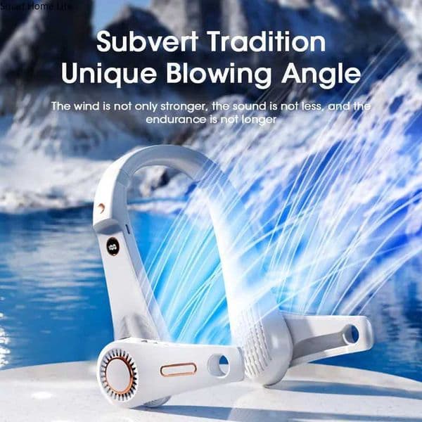 Portable Fan Mini Hanging Neck Fan Speed Angle Adjustable Digital Display Summer USB Rechargeable Electric Bladeless Fan XJ250702