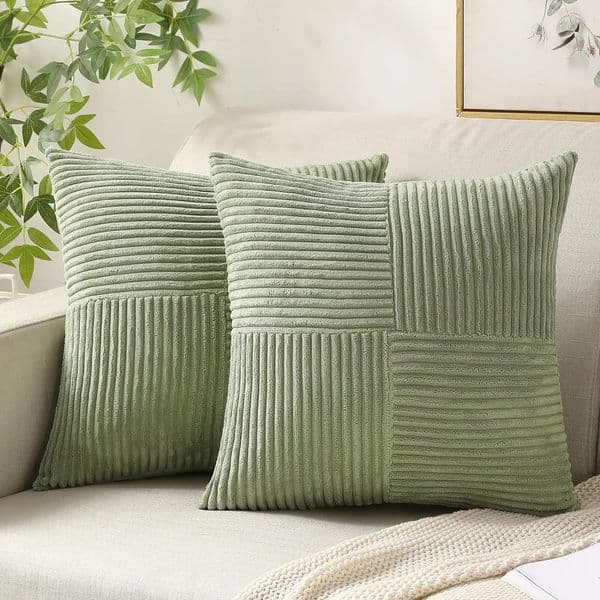 Pillow Case 2PCS/Set Corduroy Striped Square Cushion Covers 45*45CM Soft Splicing Throw Pillow Covers for Couch Bed Chair Home Decor 250708
