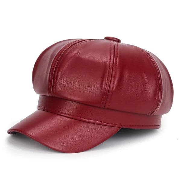Women PU Leather Berets Cap Hat Black Red Outdoor Adjustable Female Autumn Winter Casual Lady Cap Hat For Women 250702