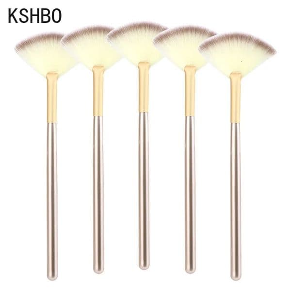 HSHBO 5pcs Fan Brushes Facial Brushes Soft Makeup Brush Cosmetic Applicator Tools Wooden Handle and Soft Fiber for Peel Mask 250619