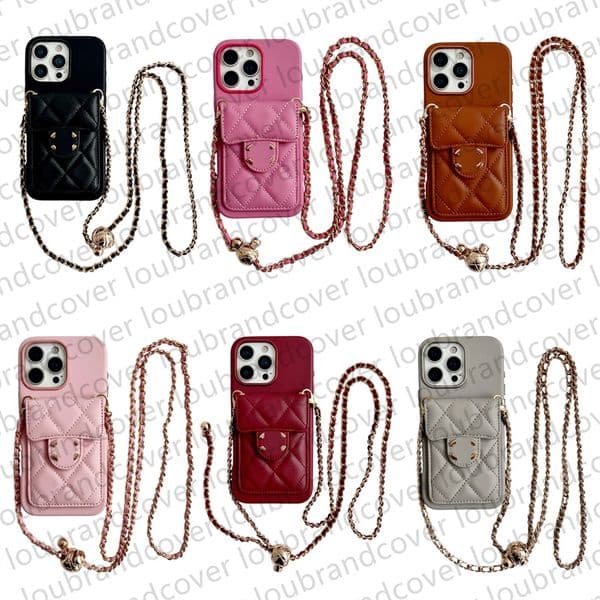 iPhone 16 Pro Max Case Cross Body Chain, 17 16 15 14 Plus 13 12 Pro Max Leather Luxury Phone Case with Chain and Card Holder Shockproof Designer Phone Cover Wallet