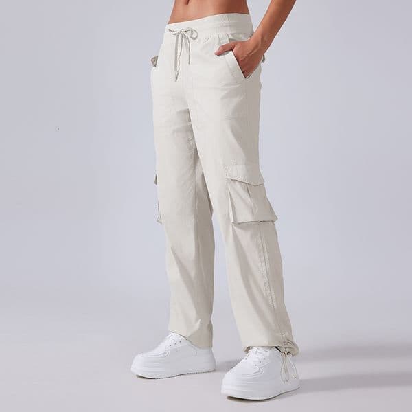 Outdoor Womens Mid Rise Dance Studio Cargo Pant Loose Workout Women Casual Gym Yoga Long Wide Leg Pants Drawstring Running Sports Trousers