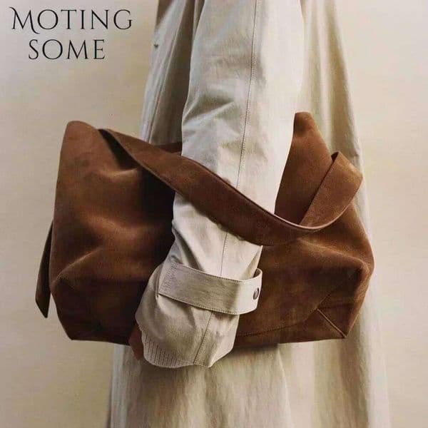 Motingsome Oversize Women Bag Suede Leather Winter Bags Frosted Cow Skin Handbag And Purses Retro Lady Tote 2024 New 250601