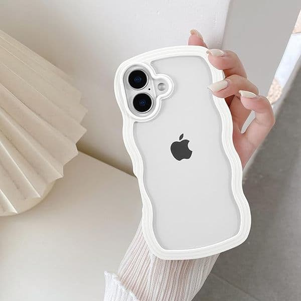 Cute Wavy Clear iPhone 16 Case for Girls - Soft TPU Shockproof Bumper Cover