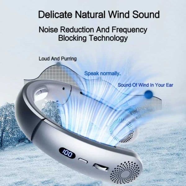 JKUOO Portable Neck Fan Hands-Free Personal Fan 360 Airflow 3-16 Running Hours 4000mAh Battery USB Rechargeable XJ250702