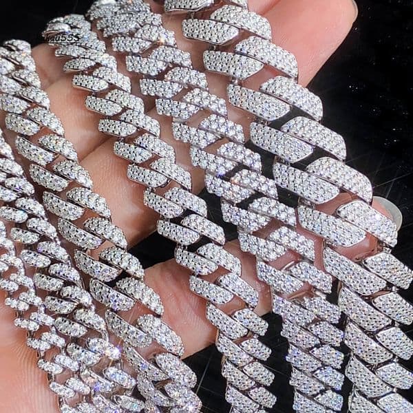 Wholesale 8mm 1 Row Stone Moissanite Cuban Chain Necklaces for Men Sterling Silver 925 Jewellery for Boyfriends Husband Friends