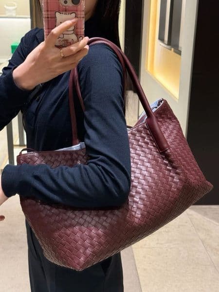 Reversible Tote Bag Real Leather Handmade Knitted Woven Shoulder Bags Pinacoteca Designer Cowhide Fashion Handbags Women 2025 New Luxury Gift Large Capa L260511