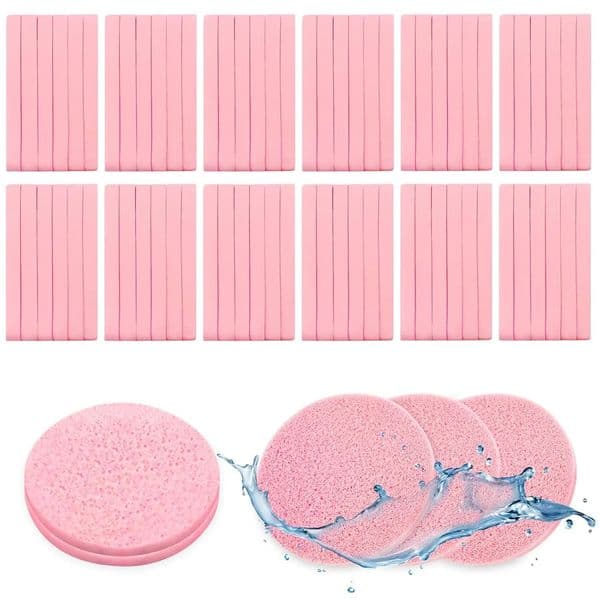 240 Pieces Sponge CompressedProfessional Makeup Removal Sponge PadRound Face Cleaning Sponge for SpaExfoliatingMask 250625