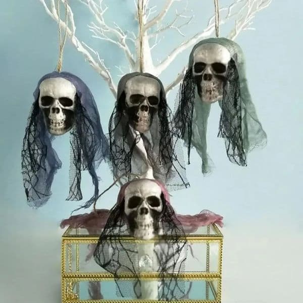 Halloween Skull Hanging Ornaments Foam Bride Clothes Bone Head Scene Layout Props Home Decorations Festival Party Supplies 250703
