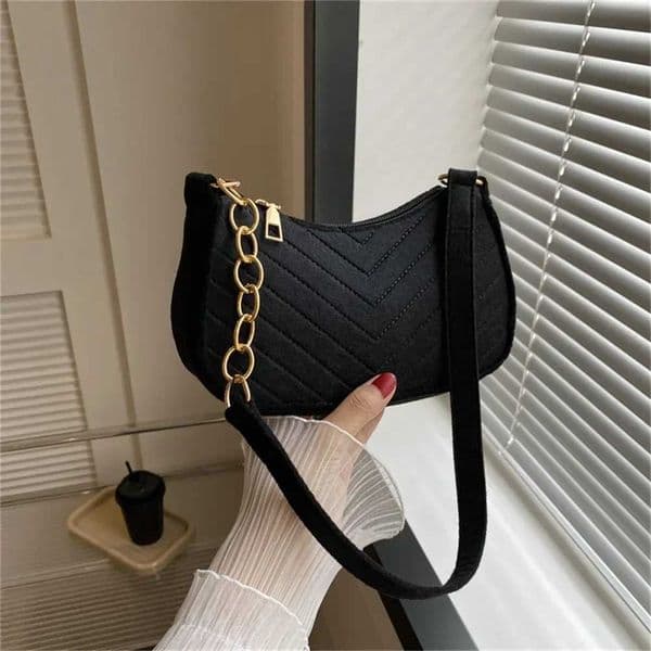 Felt Mini Shoulder Bags for Women 2024 Womens Underarm Bags Texture Solid Color Casual Handbags Female Light Weigh Bag Pouch Z250702