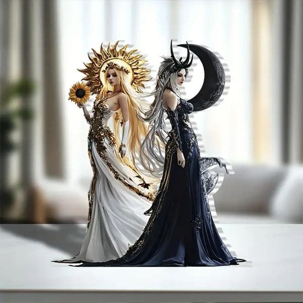 Sun Moon Goddess Acrylic Tabletop Decor with Stand Festive Desk Ornament Perfect for Home And Office Holiday Decoration Ideal 250703