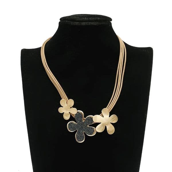 Kaseakia Chunky Big Large Statement Flower Metal Alloy Pendant Choker Necklace for Women 250630