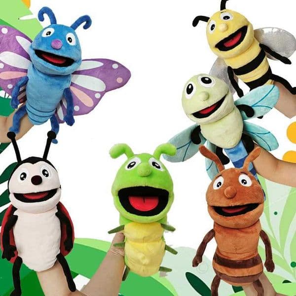 Insect Soft Stuffed Toy Doll Dragonfly Ants Butterfly Ladybug Cosplay Plush Doll Educational Baby Toys Kaii Hand Finger Puppet W250703