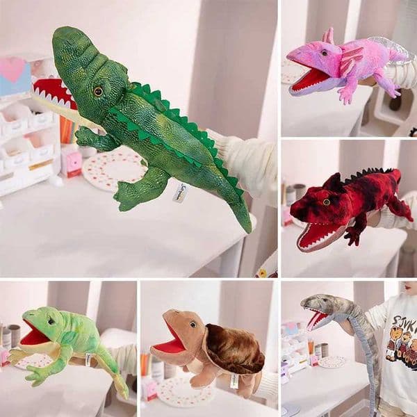6Sle Dinosaur Hand Puppet Plush Toys Kindergarten Performance Hand Control Gloves Snake Crocodile Turtle Salamander Lizard W250703