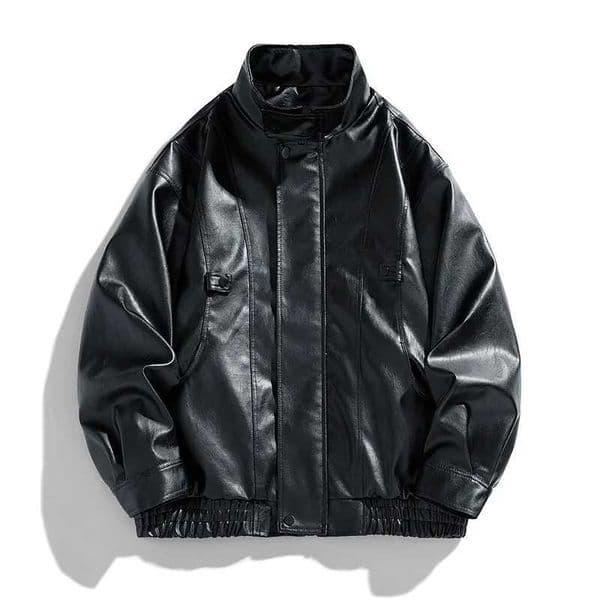 New Motorcycle Leather Jacket Men Bomber Pilot Retro Loose Pu Short Coat Fashion Casual Streetwear Multi Pocket Trend Outerwear XJ250703