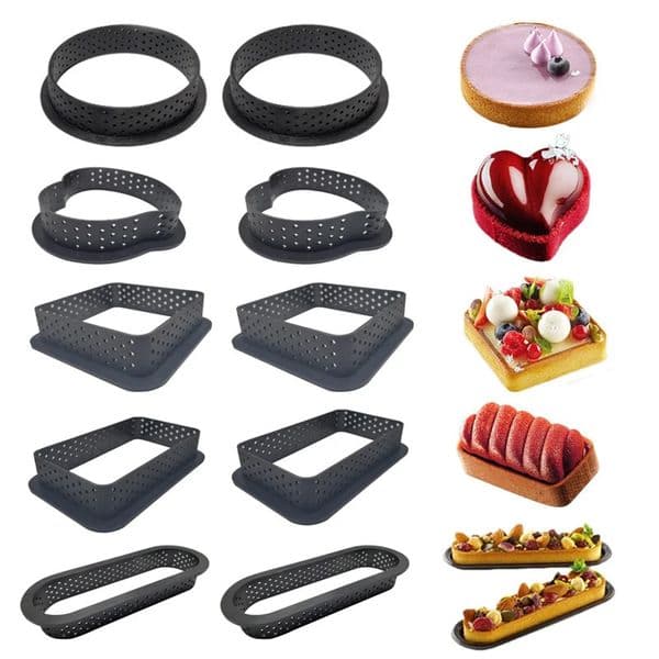 5-20pcs Perforated Plastic Tart Ring Circle DIY French Fruit Mousse Cake Dessert Molds Cutter for Kitchen Pastry Decorating Tool 250701
