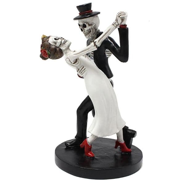 Halloween Skeleton Wedding Couple Statue Featival Theme Skull Dancing Sculpture Decorative Spooky Festival Party Supplies 250703