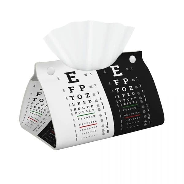 Custom Snellen Chart Eye Test Tissue Box Cover PU Leather Rectangular Optometrist Optician Facial Holder for Bathroom 250703