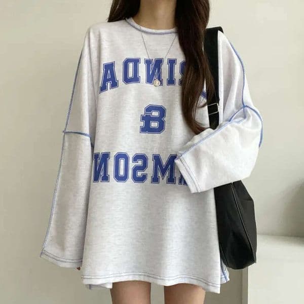 Design Sense Patchwork Thin Trendy Brand Spring Autumn Winter Thickened Plus Size Top Korean Version Fleece Lined T-Shirt Sweatshirt For Women B5