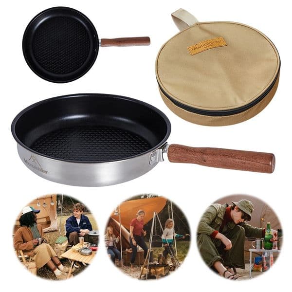 2026 new Outdoor Camping Frying Pan Nonstick Coating Breakfast Egg Pancake Pot Stainless Steel Cooking Fry for Steak free shipping
