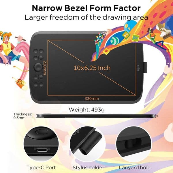 2025 UGEE M908 Graphics Drawing Tablet 10 Inch 8 Hot Keys Scroll Wheel 16K Levels Pressure Compatible for Windows Mac Android X2507041