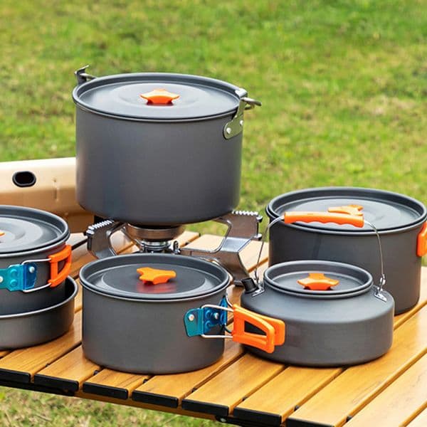 3pcs Camping Cookware Set Portable NonStick Aluminum Alloy Pot Pan 11L Kettle kit for Outdoor Survival Cooking Supplies 250624