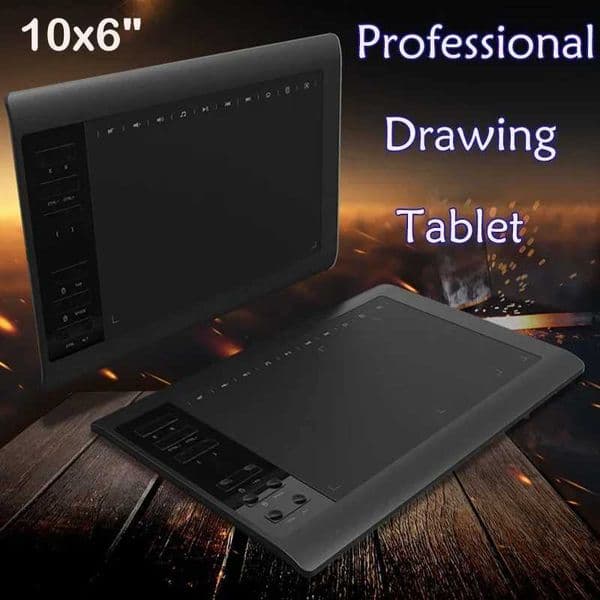 10x6 Professional Graphics Drawing Tablet 8192 Levels 12 Express Battery-Free Stylus/30pcs Pen Refill Support PC/Laptop X250704