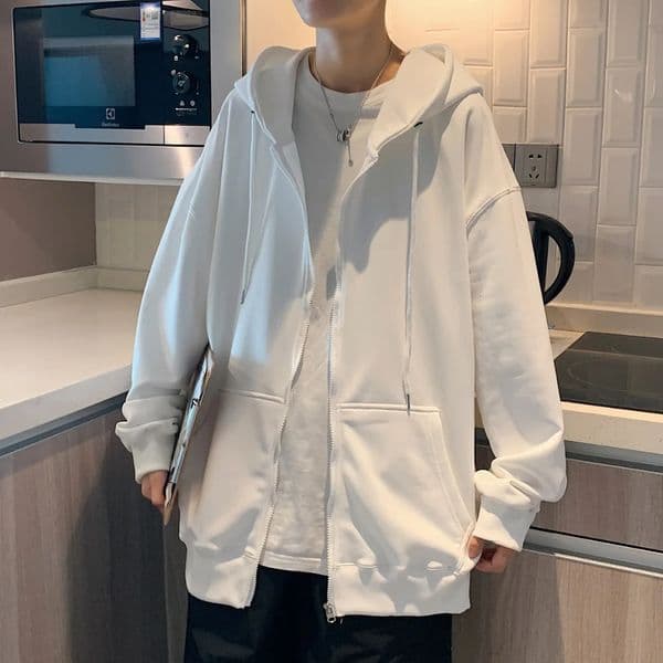 US Size Zip Up Hoodies Autumn Hooded Sweatshirts Mens Hoodie Cardigan Solid Color Classic Jacket Men Coat Clothing 250704BJ