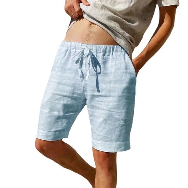 Mens Cotton Linen Shorts Beach Pants Male Summer Breathable Solid Color Hawaii Trousers Fitness Streetwear S-3XL 250704