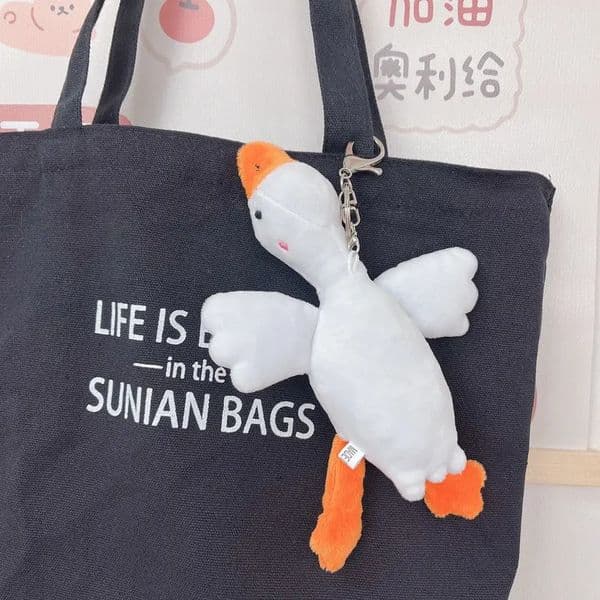 Cartoon Duck Plush Fluffy Doll Keychain Cute Animal Swan Goose Soft Dolls Stuffed Toys Schoolbag Pendant Girls Birthday Gift 250701BJ