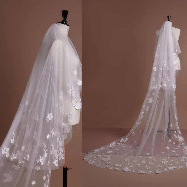 Luxury One Layer wedding Veil Cathedral Length Tulle Bridal Veil With Comb Ivory White Veils Accessories Customized