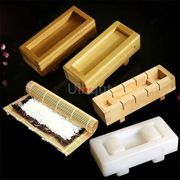 wooden white sushi mould Special flat wooden roller shutter sushi tools Bamboo rice pressing mould mat bento sushi maker 250701
