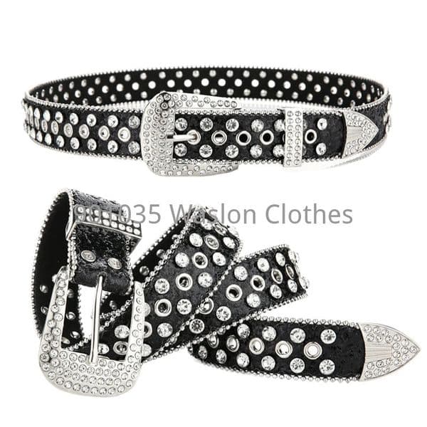Skull Rivet Gorgeous Rhinestone Studded Belts Trendy Solid Color Sparkling PU Leather Belt Cowboy Cowgirl Jeans Pants Belt For 250630