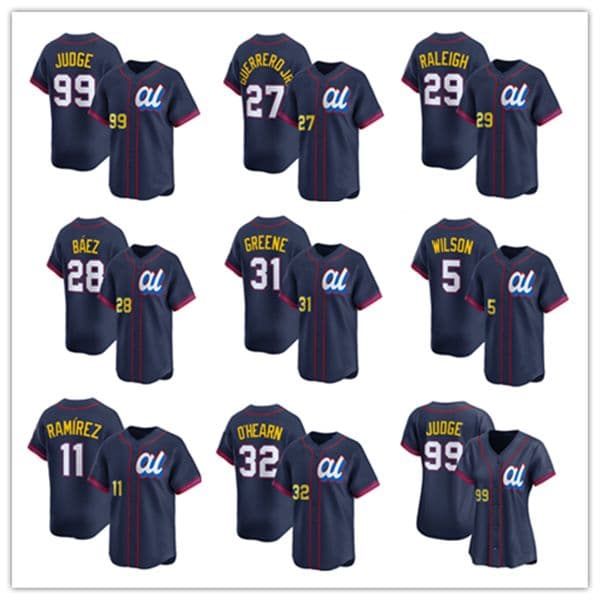 2025 AllStar Baseball Jersey Aaron Judge Javier Baez Jacob Wilson Riley Greene Jose Ramirez Cal Raleigh Vladimir Guerrero Jr Ryan O'Hearn Gleyber Torres Bobby Witt Jr