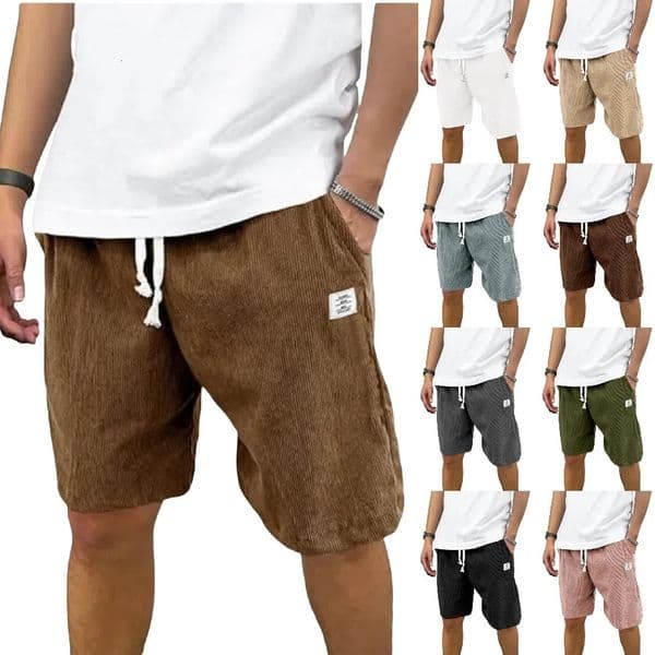 2025 Corduroy Shorts Daily Wear with Quarter Pants Men Casual Sports Style Men Simple Basic Breathable Light Clothing 250704